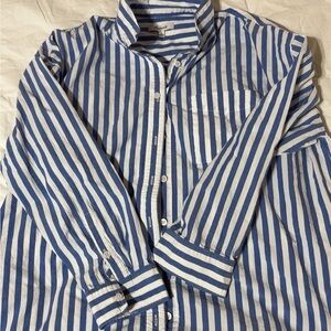 Madewell Blue and White Striped Casual Shirt
